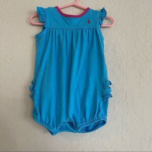 Ralph Lauren 9M blue bubble ruffle snap romper